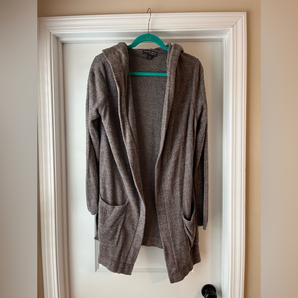Barefoot Dreams Grey Hooded Cardigan